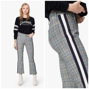 MOTHER The Insider Crop Plaid Pants Side Stripe Size 25